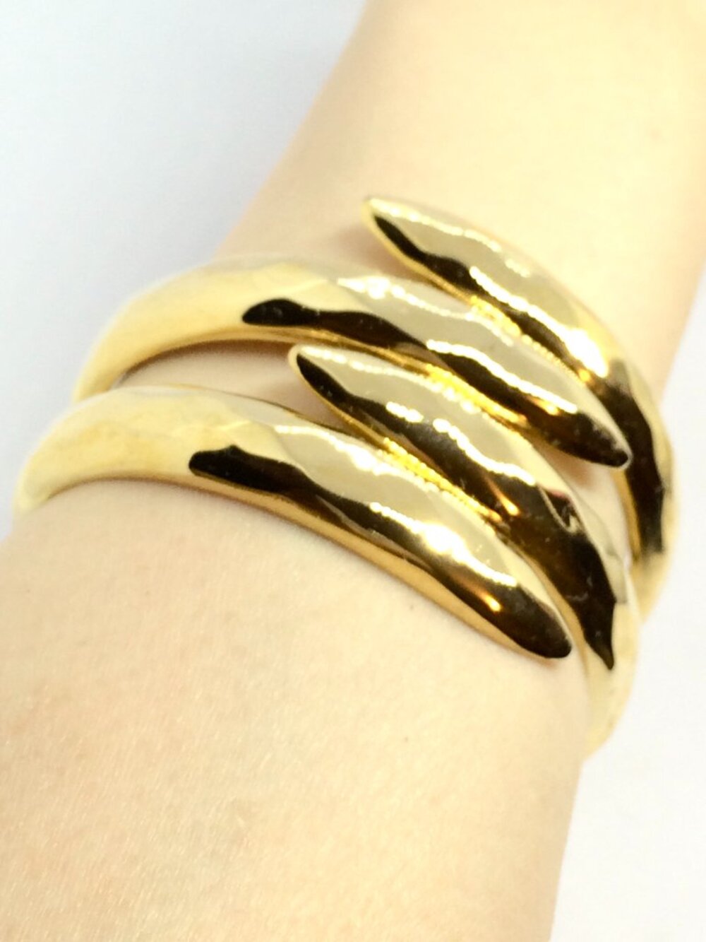 VINTAGE CLAMPER CUFF Bracelet Gold Tone Abstract Wide Chunky Hinge